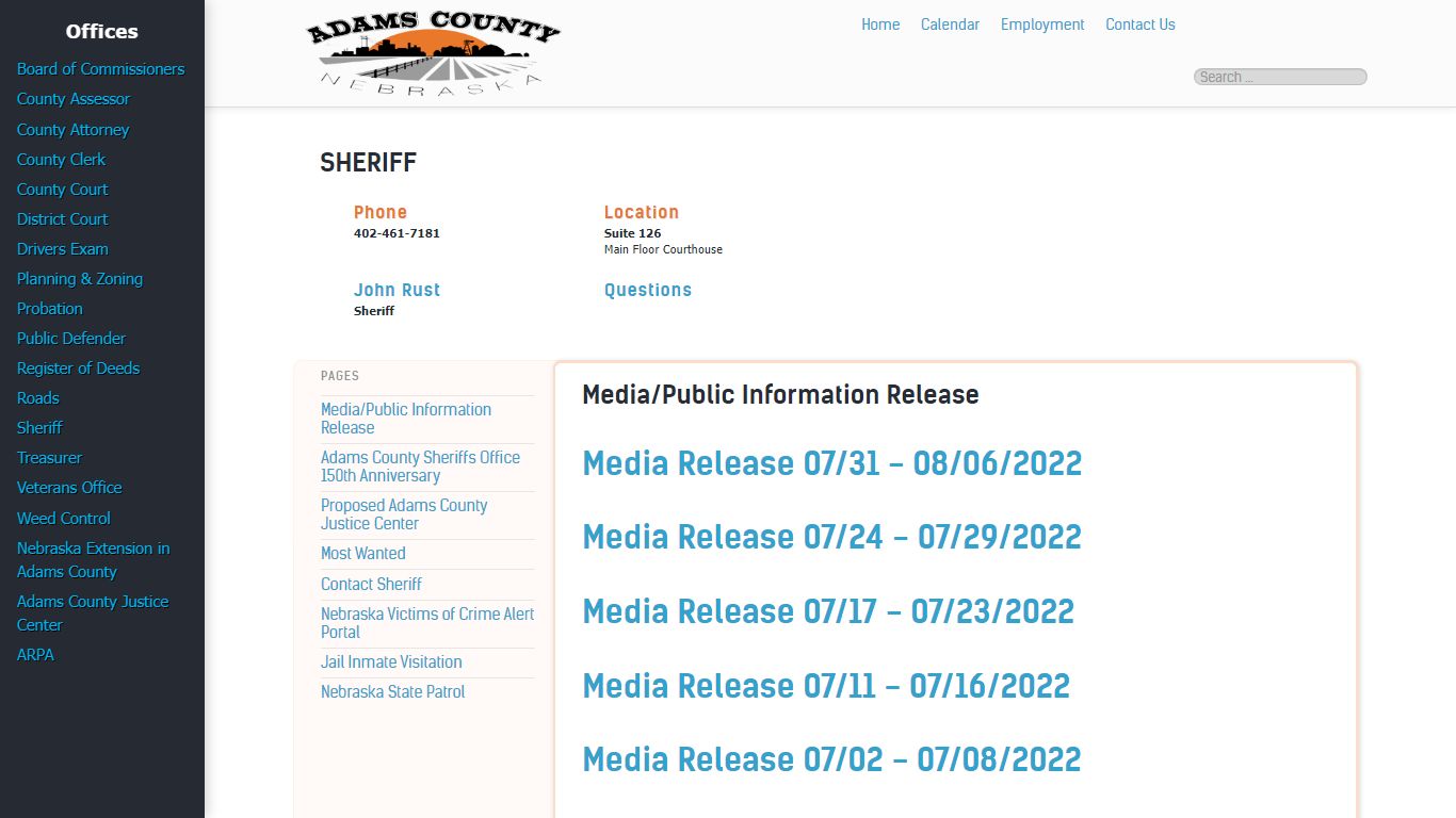 Sheriff - Adams County, Nebraska